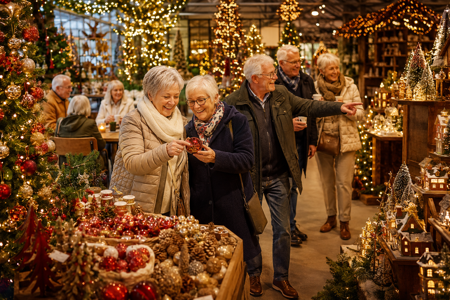 Kerstshow in een tuincentrum